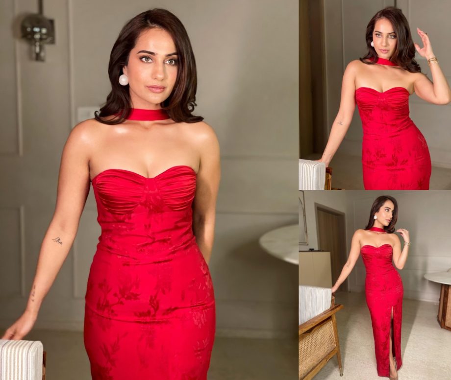 Kusha Kapila slays in a red strapless gown that draws attention ...